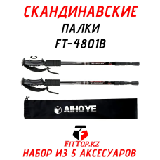 Палка для скандинавской ходьбы телескопическая, 3-х секционная c набором насадок