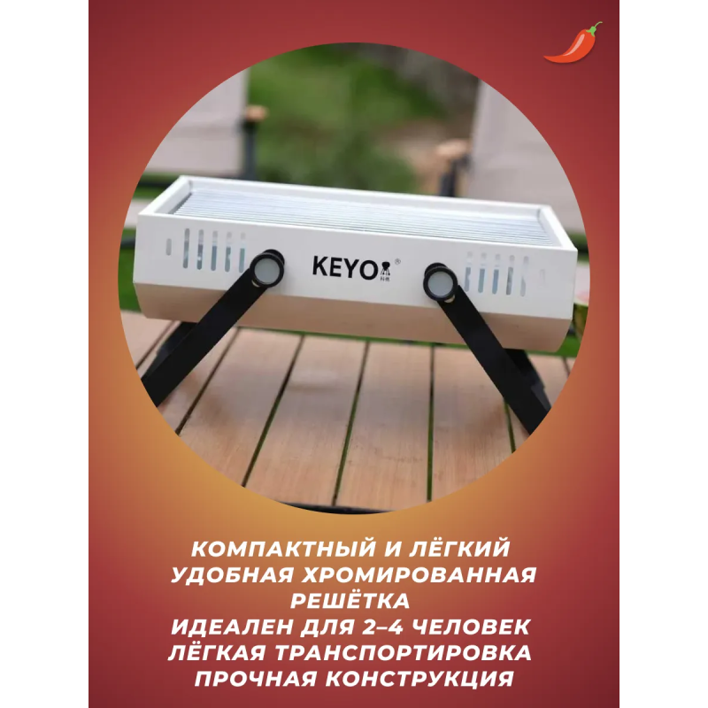 Портативный угольный гриль ASI-Garden ZS02-048 (37,5×27×19 см)